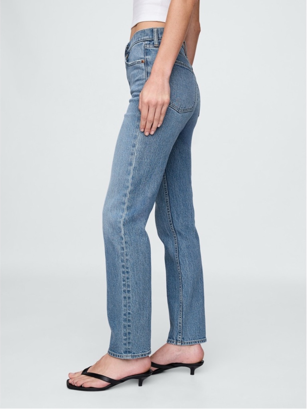 🚨 BOGO FREE 33T 16T GAP 90’s Straight High Rise Jeans Medium Indigo 33 16 Tall - Picture 5 of 9